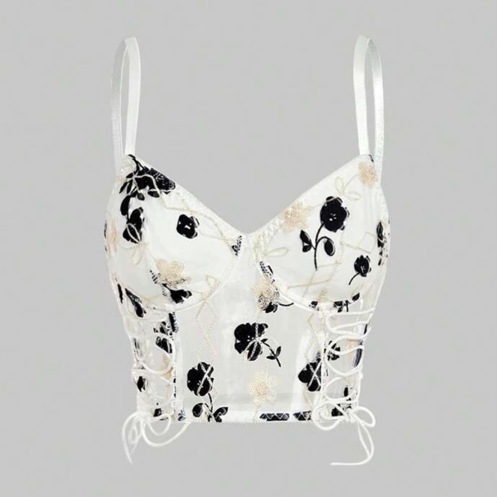 Floral Embroidered Bustier Top